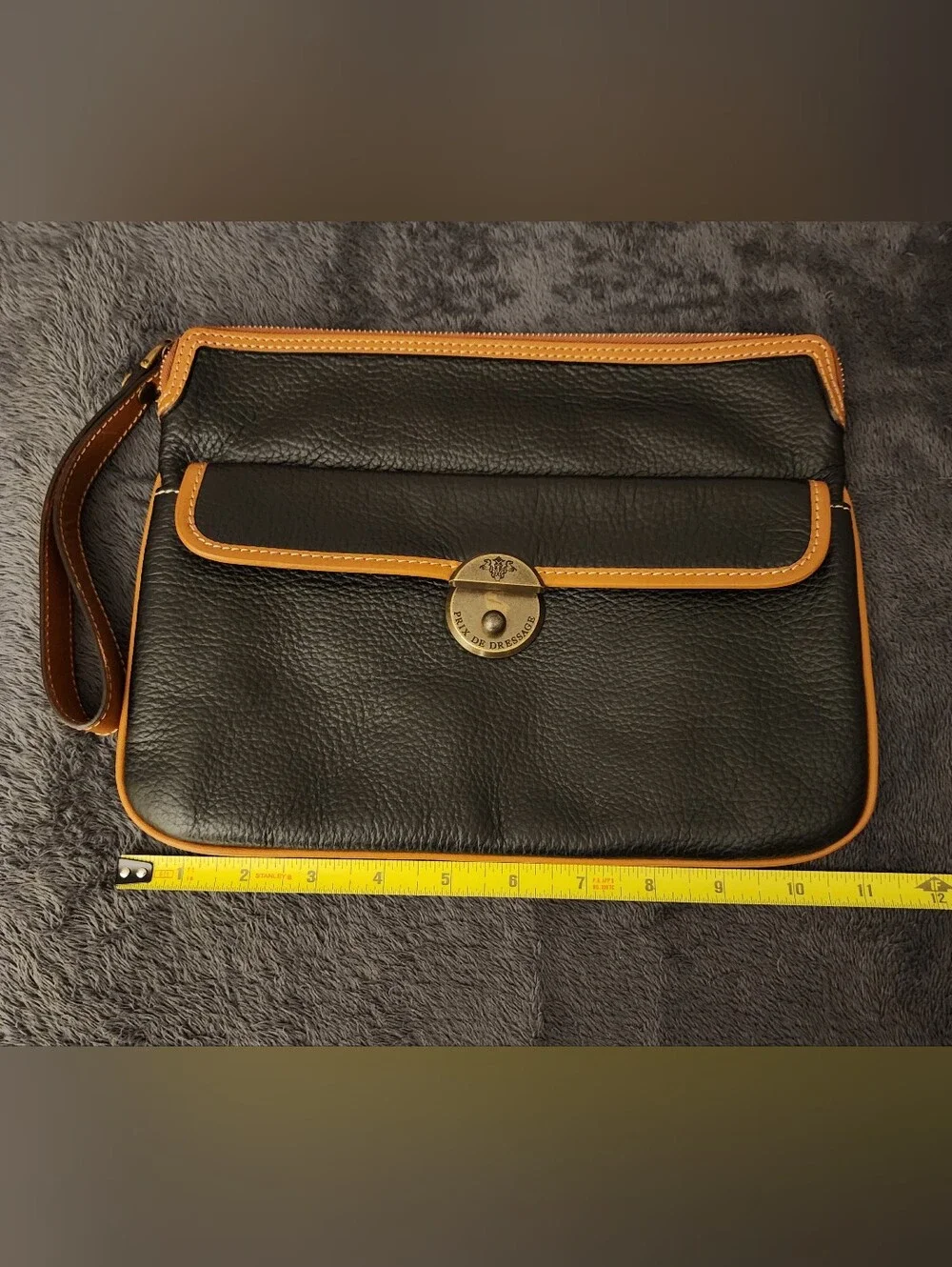 Prix de Dressage Vintage Black Pebbled Leather Equestrian Wristlet